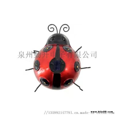 瓢蟲燈壁掛網(wǎng)紅光控太陽(yáng)能燈甲殼蟲花園裝飾鐵藝仿真