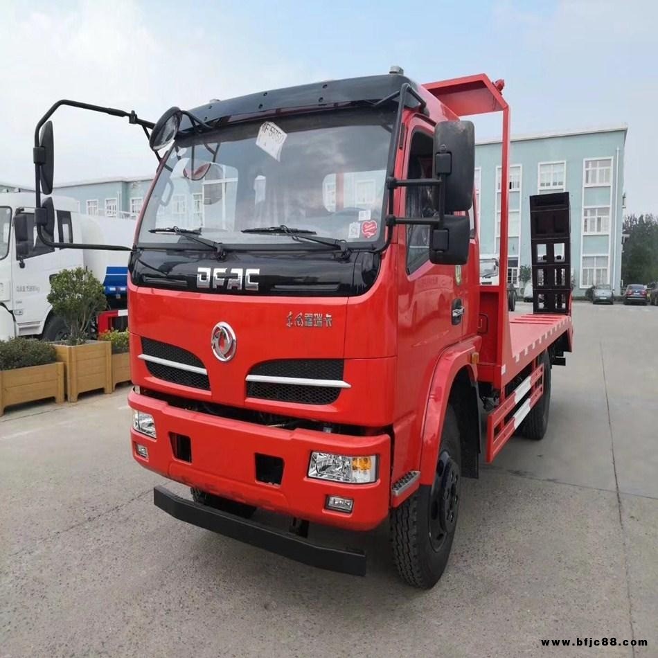 東風(fēng)平板運(yùn)輸車(chē)，能拖13噸以?xún)?nèi)的挖機(jī)板車(chē)，黃牌平板車(chē)，板長(zhǎng)5米的挖掘機(jī)運(yùn)輸車(chē)