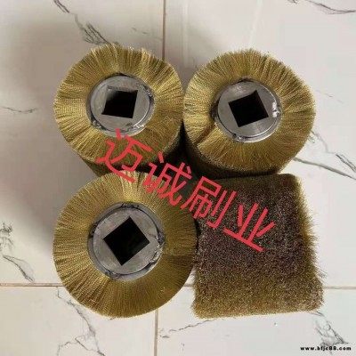 邁誠刷業提供定制鋼絲拋光打磨毛刷 圓形機用除銹鋼絲毛刷輥拋 光鍍銅鋼絲滾刷