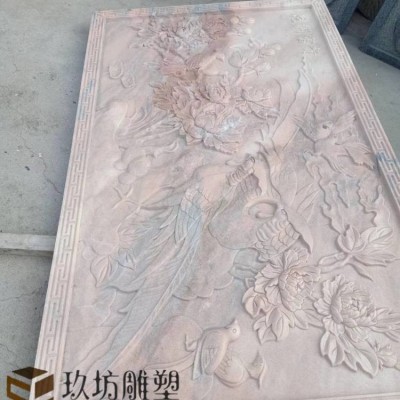 大理石青石砂巖石雕浮雕裝飾壁畫庭院外墻面玄關(guān)別墅中式大型雕刻