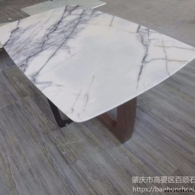 意大利進口大理石//現代長方形餐臺極簡輕奢餐桌 天然大理石香雪梅餐臺