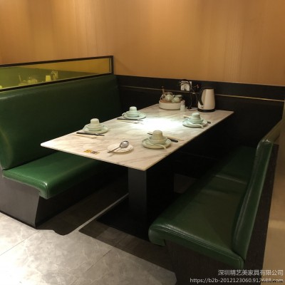 現(xiàn)代中式酸菜魚餐廳桌子 湘菜館大理石桌椅 川菜館家具大理石臺面卡座沙發(fā)定制