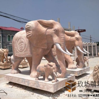 石雕大象一對門口招財風(fēng)水石雕大象漢白玉吉祥如意漢白玉招財擺件玖坊雕塑