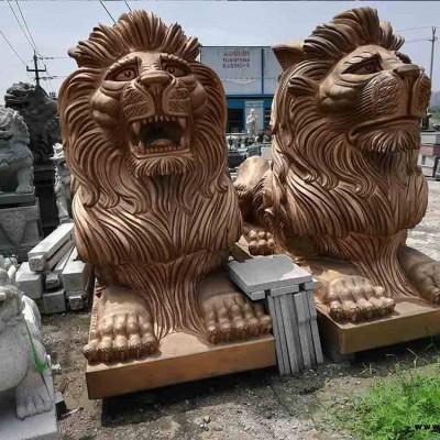 深圳優力石品牌石雕獅子廠家石獅擺件古石雕獅子