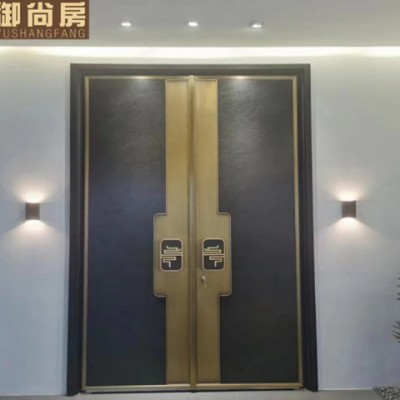 別墅入戶(hù)大門(mén)家用隔音甲級(jí)防盜子母門(mén)雙開(kāi)大門(mén)極簡(jiǎn)銅門(mén)精雕鑄鋁門(mén)