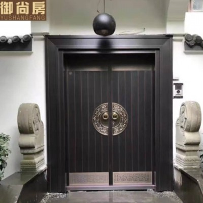 御尚房別墅大門(mén) 銅門(mén)雙開(kāi)玻璃門(mén)防盜入戶(hù)門(mén) 仿古不銹鋼真銅門(mén)定制