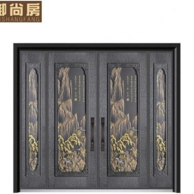 鋅合金雙開大門 仿銅門鄉村庭院入戶大門家用防盜門 別墅大門批發