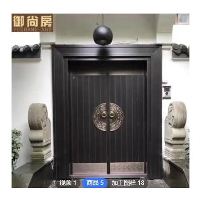 銅門別墅大門農村自建房中式雙開防盜入戶門仿古不銹鋼純銅門定制
