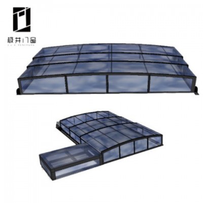廠家制作伸縮陽光房 鋁合金電動移動折疊花園樓頂 伸縮陽光房安裝