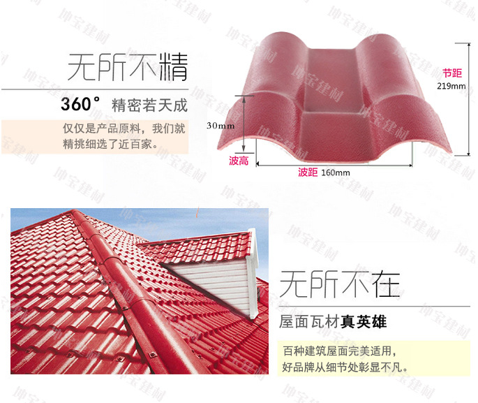 現貨供應合成樹脂瓦的價格外貿別墅裝飾瓦仿古屋面琉璃瓦塑料建材示例圖2