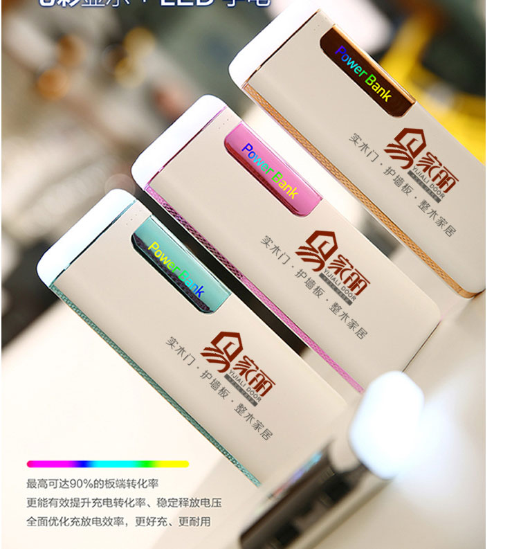 創意派對新款移動電源七彩變色燈片LED燈20000毫安充電寶禮品示例圖7