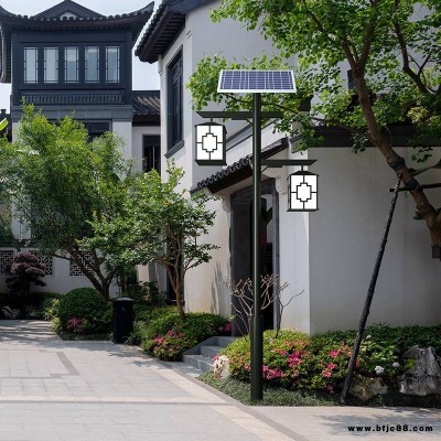 河北廠家供應(yīng)庭院燈 50瓦太陽(yáng)能庭院燈 雙頭復(fù)古高亮別墅小區(qū)景觀照明燈