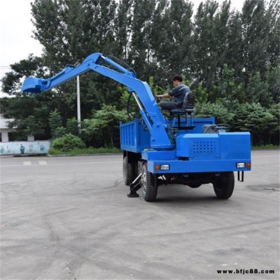 華睦廠家直銷四驅隨車挖 輪式農用5T挖掘裝載機 四不像液壓助力隨車挖