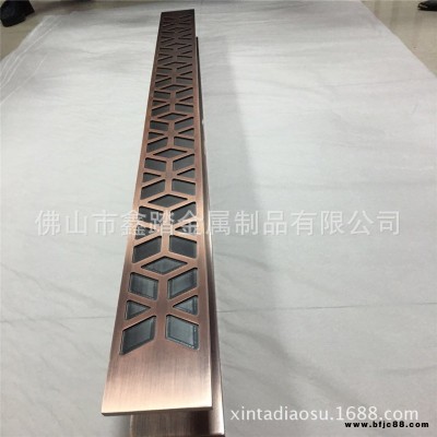 佛山鑫踏專業(yè)供應(yīng)酒店大門紅古銅鋁板雕刻拉手廠家