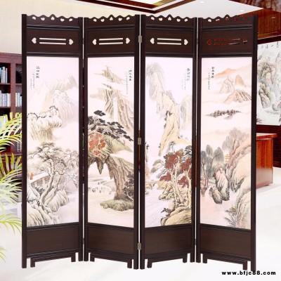 客廳家居辦公酒店玄關門松木屏風 環(huán)保家具油畫 中國風折疊屏風隔斷 古風屏風定制 中式屏風定做刻字