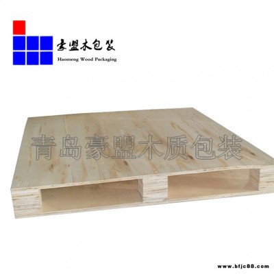 1.05米雙面膠合板托盤(pán)黃島廠家直銷(xiāo)免熏蒸出口四面進(jìn)叉