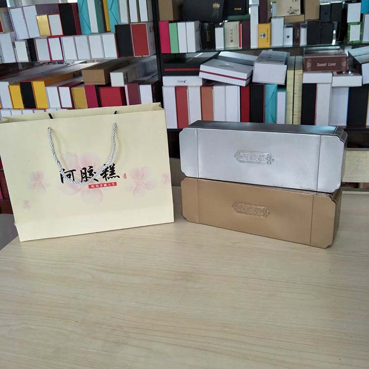 新款通用型阿膠糕禮品盒包裝長方形通用阿膠鐵盒訂做300g示例圖1