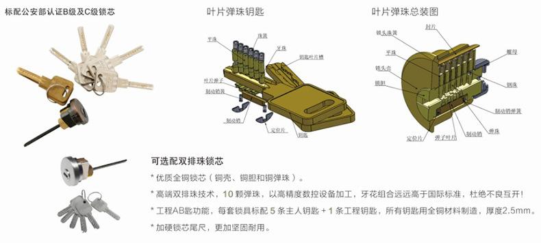 富宇FUYU	歐式門鎖	鋅合金大門鎖	古銅機械大門鎖 C級防盜門鎖示例圖9