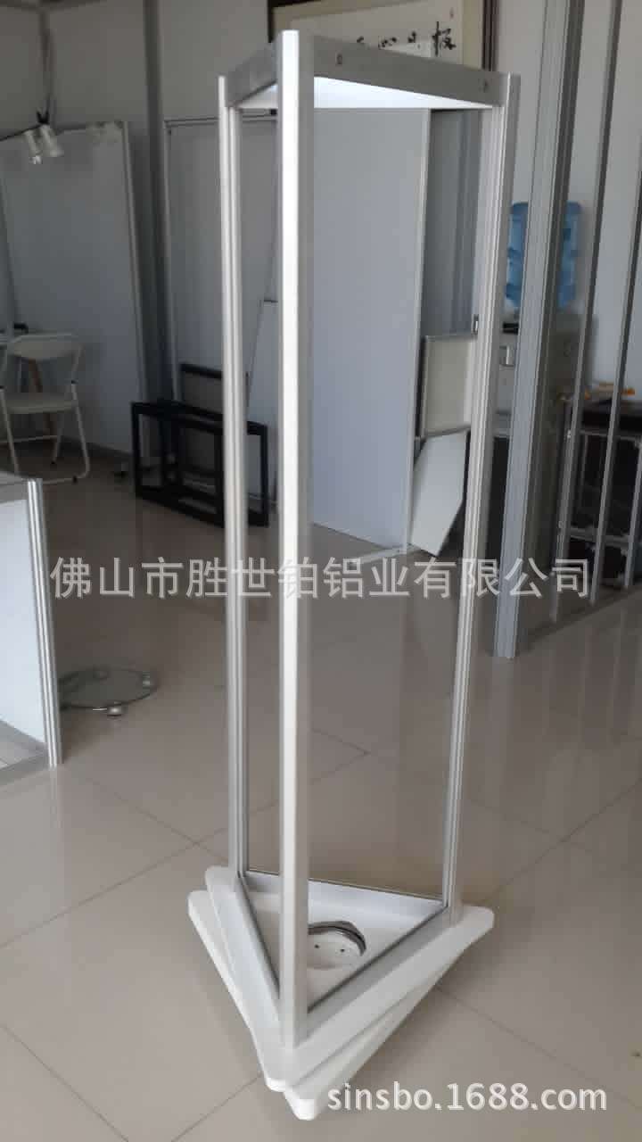 智能鎖旋轉展示架配萬向滑輪五金拉手專用展覽架參展便攜3角展架示例圖4