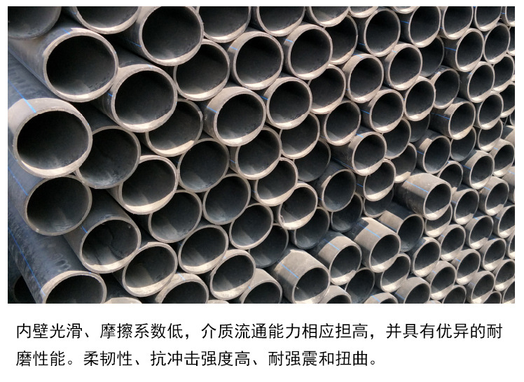 批發各種pe管材 pe塑料排水管 0.8Mpa黑色耐腐蝕HDPE供水管示例圖4