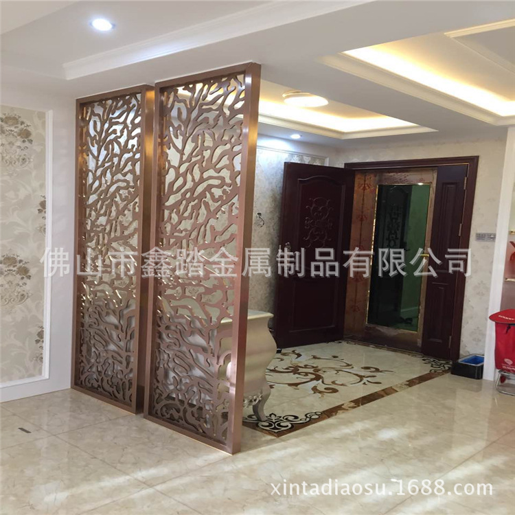 玫瑰金不銹鋼花格隔斷 不銹鋼方管焊接屏風(fēng) 拉絲表面效果示例圖18