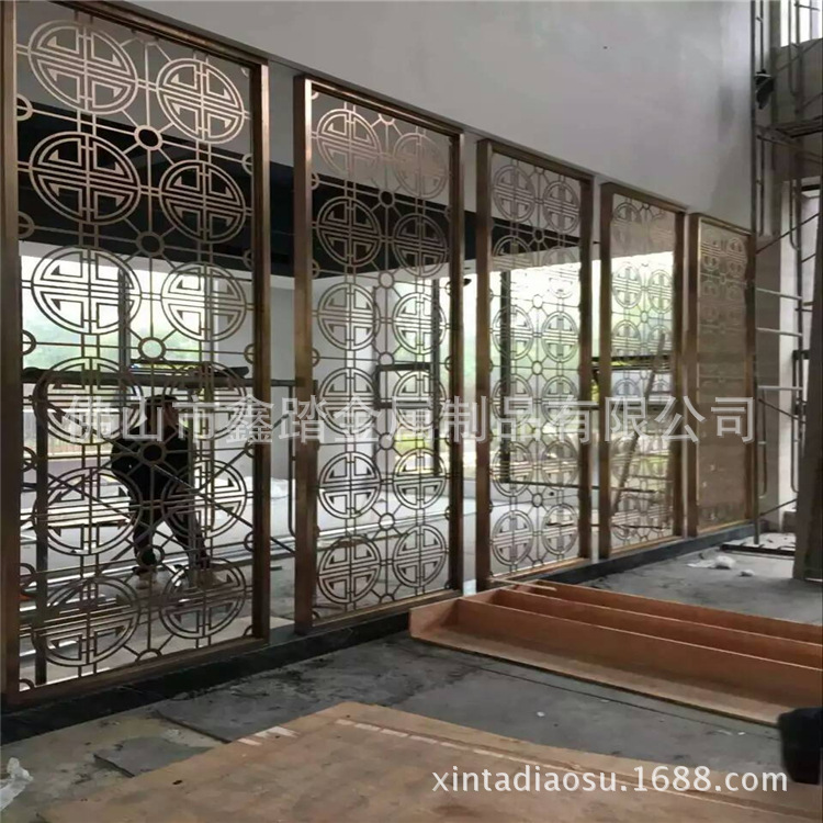 10mm厚酒店歐式青古銅不銹鋼鏤空雕花屏風隔斷廠家報價示例圖18