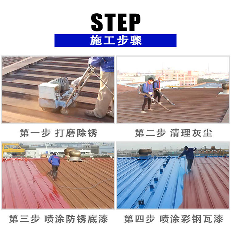 彩鋼翻新專用漆  彩鋼專用水性漆 百拓直供 彩鋼翻新噴漆示例圖5