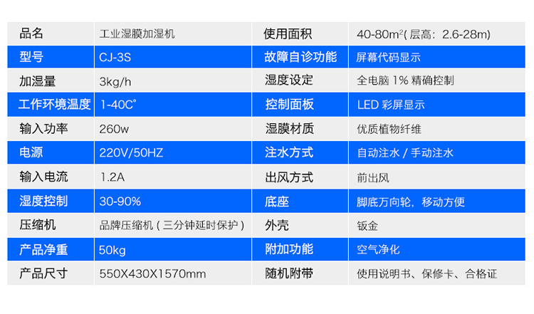 川泰濕膜加濕機(jī)電子車間防靜電工業(yè)加濕器 CJ-3S示例圖6