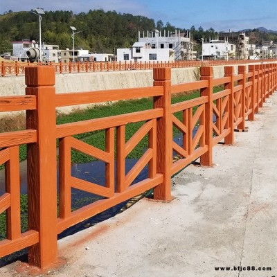 浙江仿木河堤護(hù)欄材料 防木欄桿施工效果圖 水泥制品生產(chǎn)廠家藝高景觀